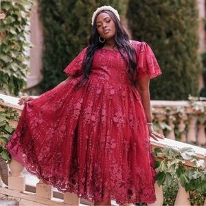 JessaKae Red Floral Lace Dress